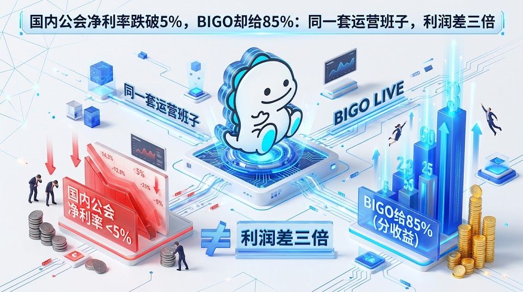 国内公会净利率跌破5%，BIGO却给85%：同一套运营班子，利润差三倍