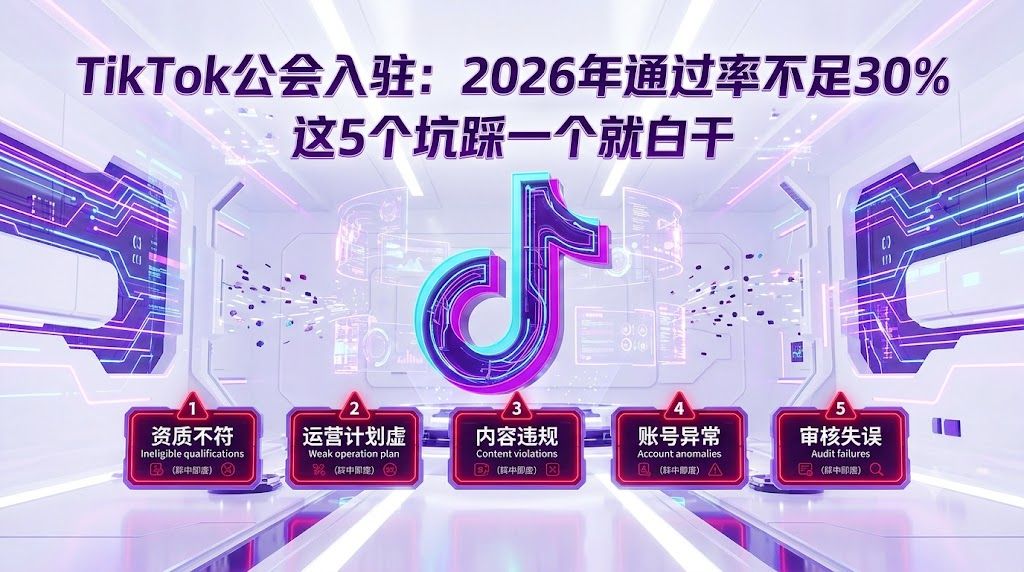 TikTok公会入驻：2026年通过率不足30%，这5个坑踩一个就白干